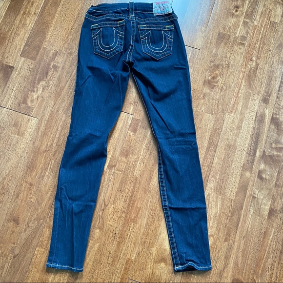 True Religion Dark Wash Low Rise Skinny Jeans 24 - Picture 5 of 9